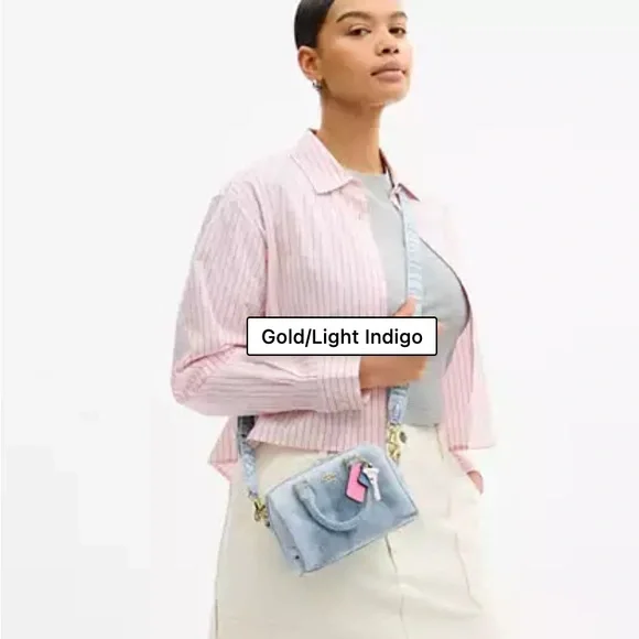 NWT Coach Mini Rowan Loved Denim Satchel Bag - Picture 2 of 9